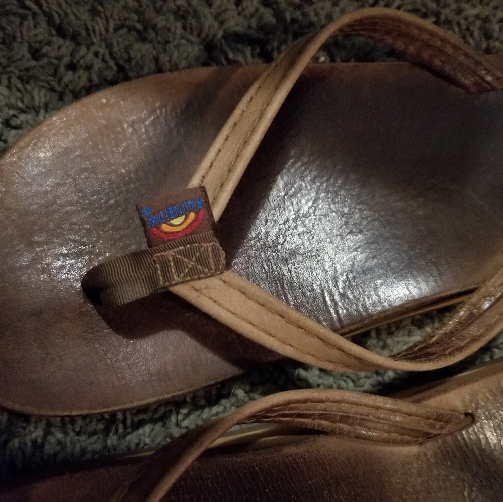 Rainbow flip flops